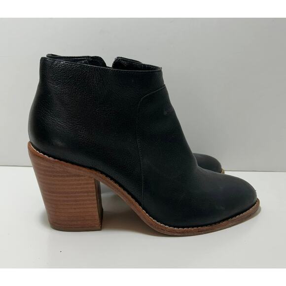 LOEFFLER RANDALL Black Leather Heeled Ankle Boots Booties Ella Womens 7.5 - Picture 2 of 9